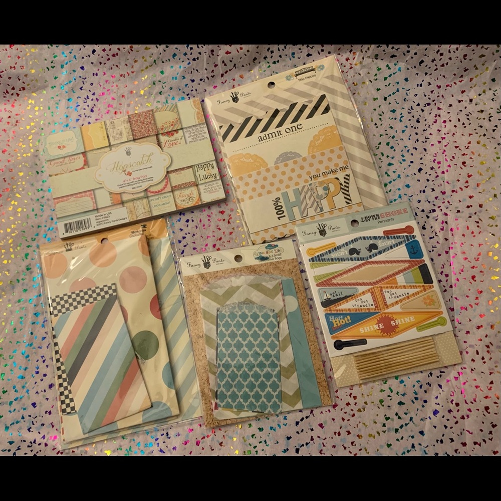 Fancy Pants Coordinated Set 5 packages: paper, pennants, bags, titles &envelopes